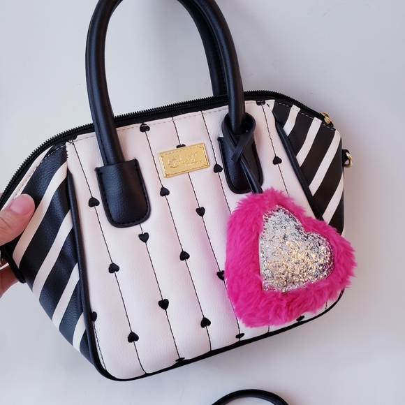 Betsey Johnson Black And White Small Satchel Bag